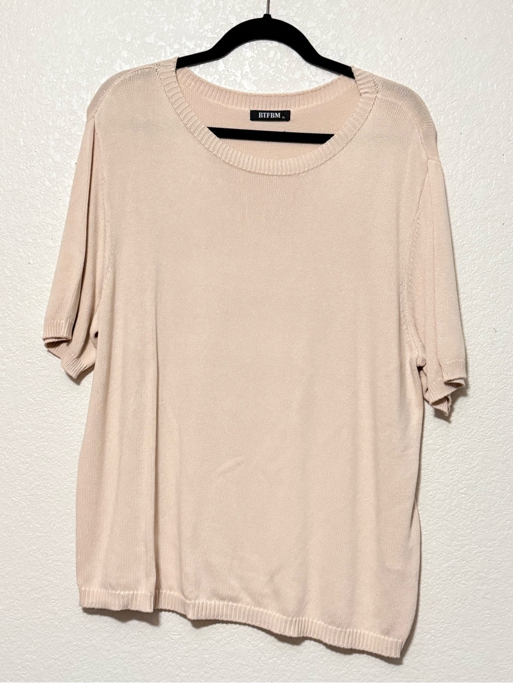 BTFBM Women's Cream Short-Sleeve Crewneck Top 0013